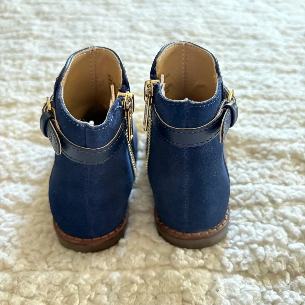 Janie and Jack Toddler Suede Side Zip Ankle Bootie in‎ Merchant Marine Navy Sz 5